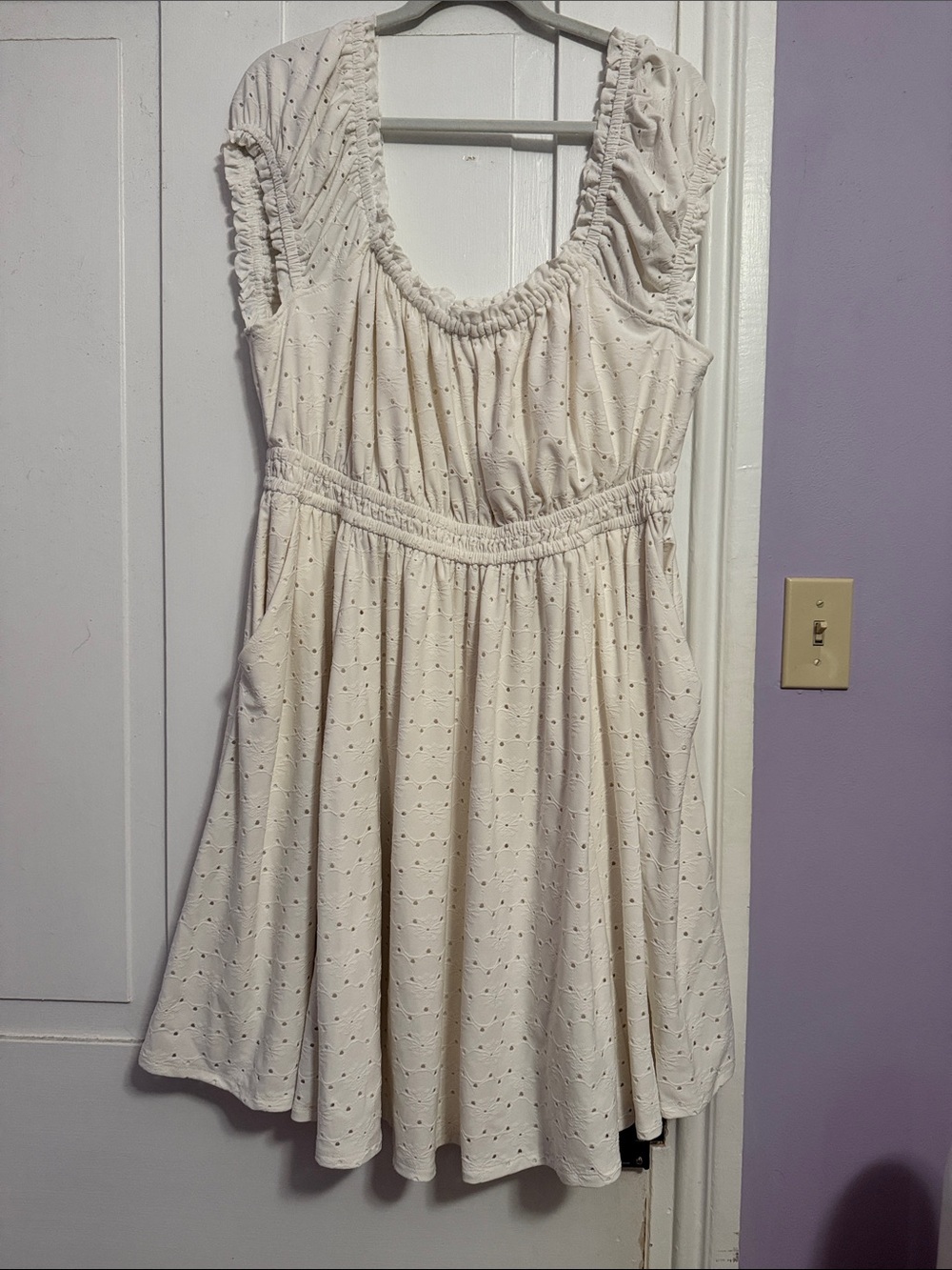 torrid Ivory Eyelet Smocked Waist Dress